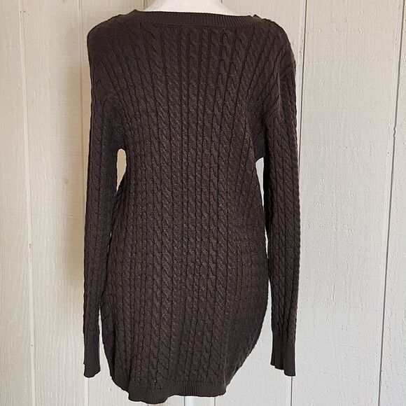 EVOLUTION By Cyrus Women's Gray Knitted Long Sleeve Asymetrical Fall Sweater M - Picture 5 of 9